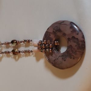 Beautiful Lia Sophia bead 16 inch necklace with rose gold and brown beads.